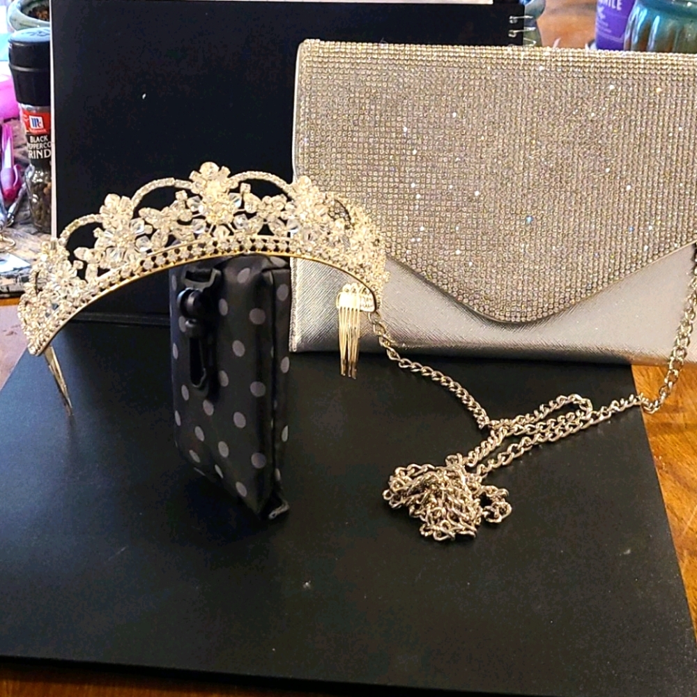 BEAUTIFUL Swarski Tiera, and Jewled Purse